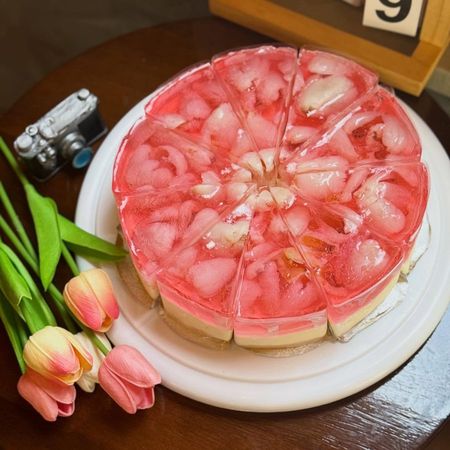 Lychee jelly cheese pie · custom birthday cake, Siwara Cafe Takua Pa