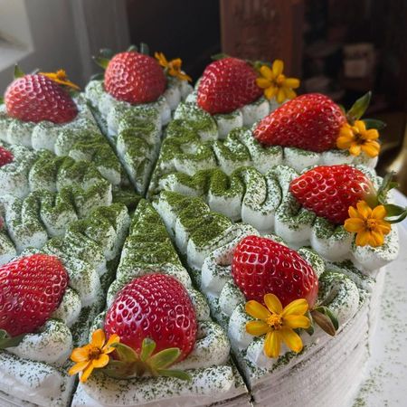 Matcha strawberry · custom birthday cake, Siwara Cafe Takua Pa
